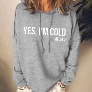 Gray Women's Hoodie with Slogan